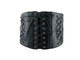 Women's Black PU Leather Corset Waist Belt with Black Lace for Fashion Accessory